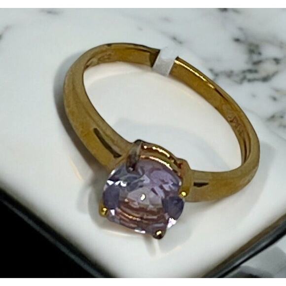 Victoria Townsend 18K Gold Vermeil Faux Amethyst Ring (Size 6) Chic Trendy Style - Picture 7 of 12